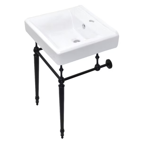20Inch Console Sink with Brass Legs, WhiteMatte Black, Kingston Brass, Mfr#: KVPB2018W10